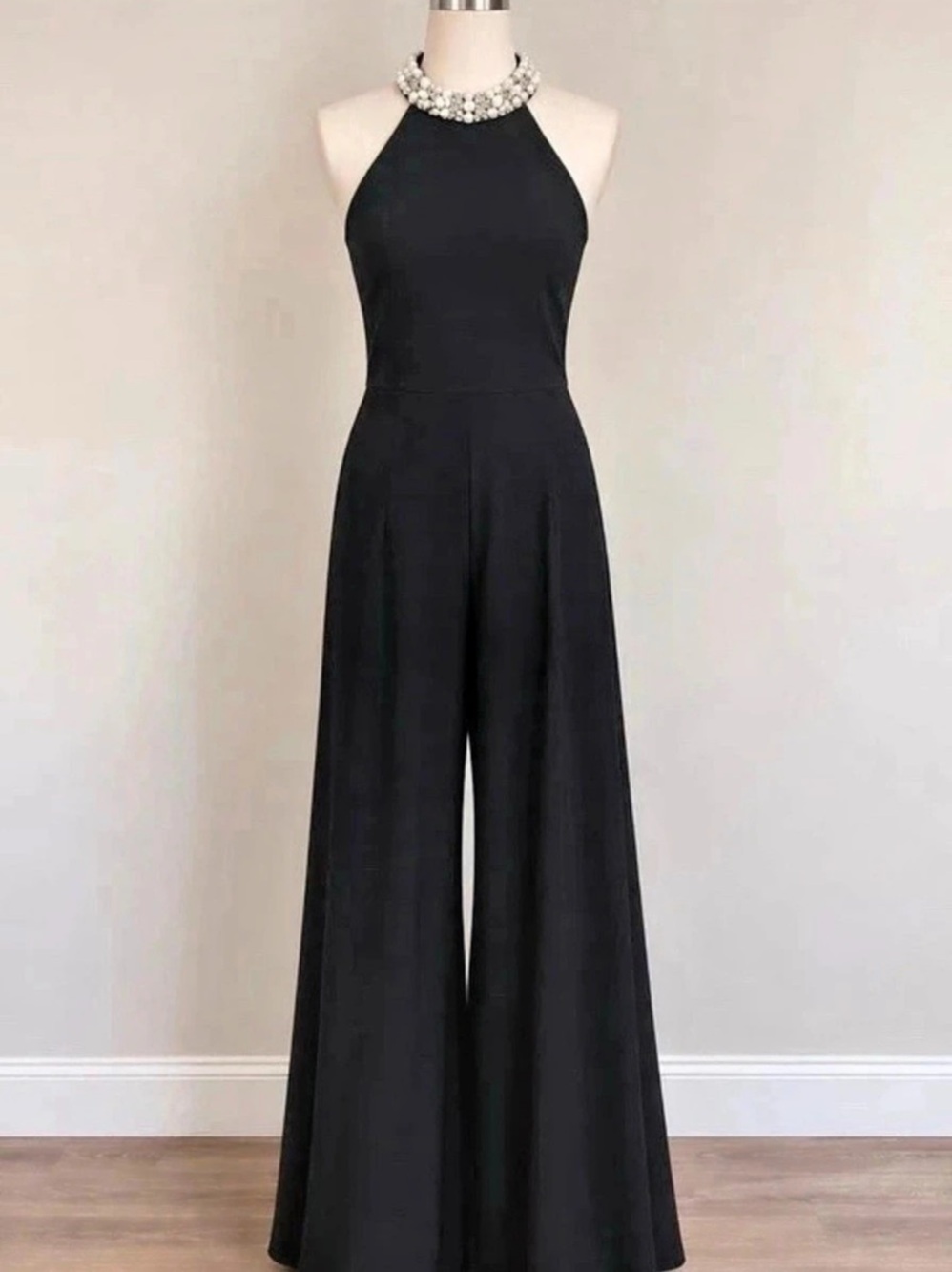 Adrianna Papell Black Wide-Leg Jumpsuit Size 4 Like New